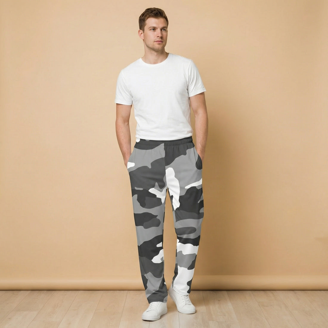 Black Camo Trousers | Unisex Wide-Leg Comfort Pants