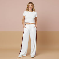 Wide Leg Pants With Stripe On Side | Athletic Track Streetwear Baggy Joggers