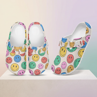 Smiley Face Funky Clogs For Women Multi Coloured Work Shoes