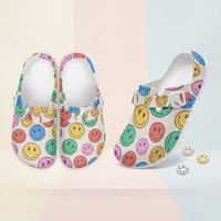 Smiley Face Funky Clogs For Women Multi Coloured Work Shoes