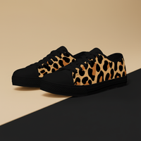 Leopard Print Trainers Womens Classic Brown Canvas Low Top Shoes