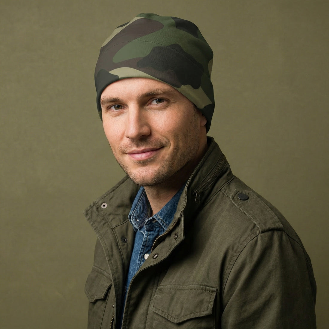Camo Beanie | Classic Green Camo Double-Layered Winter Hat