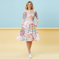 Pastel Kawaii Dress | Women's Pink Pastel Aesthetic Midi Dress with Pockets