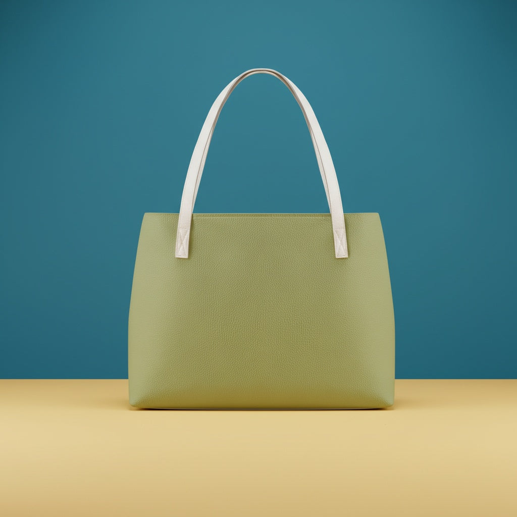 Moss Green Handbags | Natural Toned PU Leather Shoulder Tote