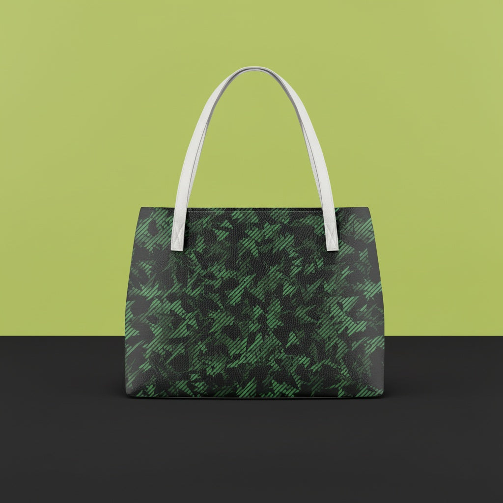 Green And Black Handbag | Sleek and Structured PU Tote