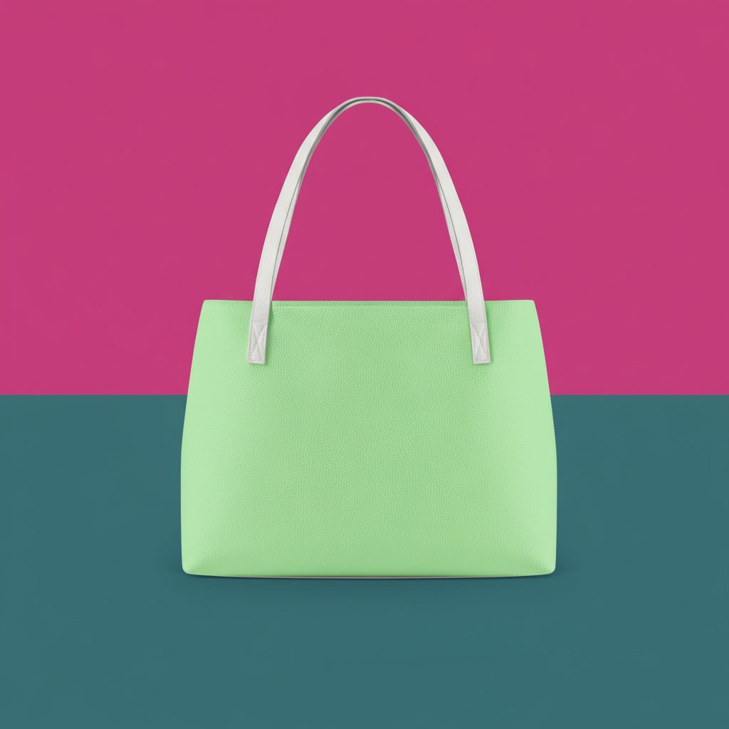 Light Green Handbags | Airy PU Leather Shoulder Tote