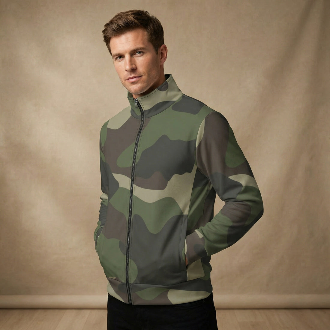 Camo Jacket Men | Classic Green Camo Unisex Track Jacket
