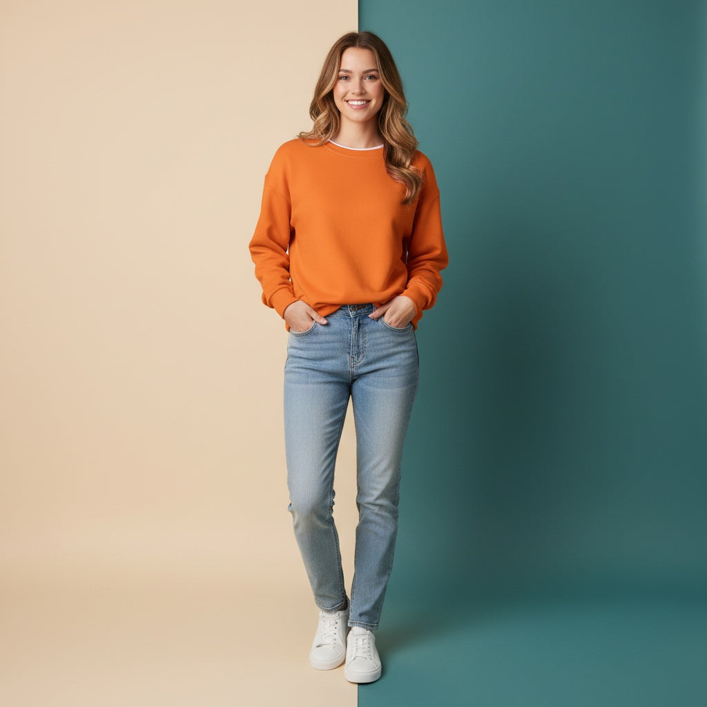 Orange Sweater | Unisex Pullover Aesthetic Sweatshirt