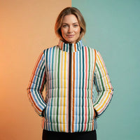 Puffer Ladies Coats | Trendy Multi Color Pinstripe Winter Coat