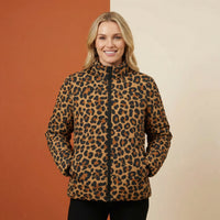 Womens Puffer Coat | Bold Leopard Print Winter Jacket