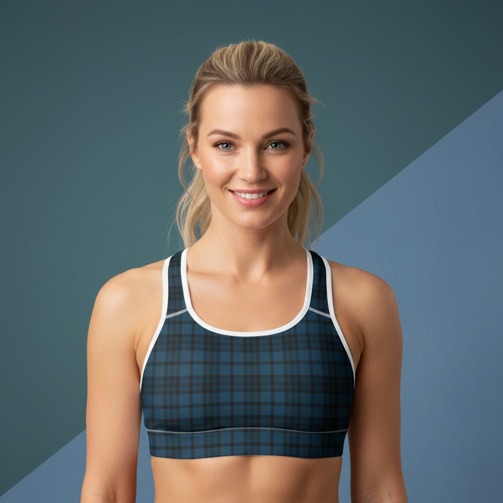 Plaid Sports Bra | Classic Patterned Padded Medium Support Bra