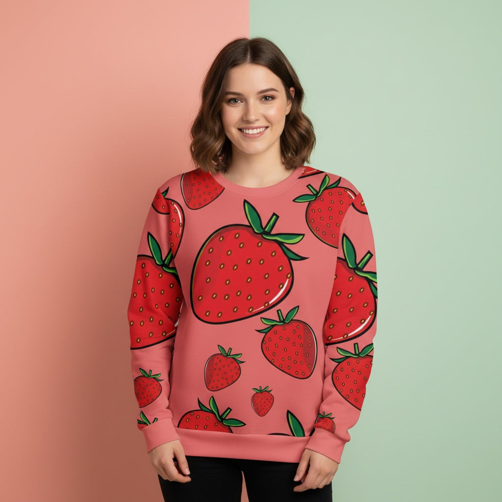Strawberry Sweater | Unisex Graphic Pullover Sweatshirt
