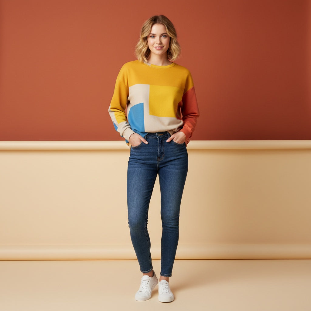 Colorblock Sweater | Unisex Pullover Aesthetic Sweatshirt