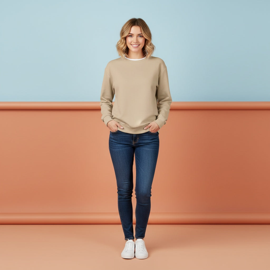 Beige Sweater | Unisex Pullover Aesthetic Sweatshirt