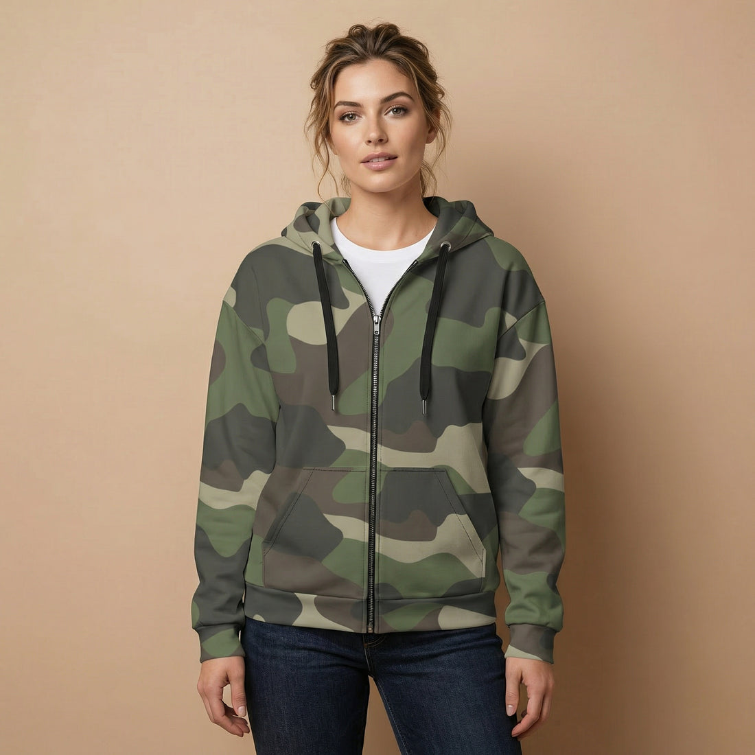 Camo Zip Up | Classic Green Camo Unisex Zip Hoodie