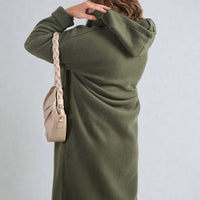 Open Front Folded Sleeve Long Coat Jacket