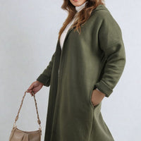 Open Front Folded Sleeve Long Coat Jacket