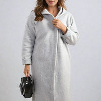 Open Front Folded Sleeve Long Coat Jacket