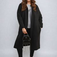 Open Front Folded Sleeve Long Coat Jacket