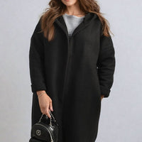 Open Front Folded Sleeve Long Coat Jacket