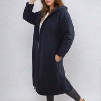 Open Front Folded Sleeve Long Coat Jacket