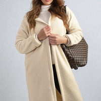Open Front Folded Sleeve Long Coat Jacket