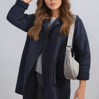 Open Front Folded Sleeve Jacket with Pockets