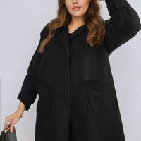 Open Front Folded Sleeve Jacket with Pockets