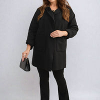 Open Front Folded Sleeve Jacket with Pockets