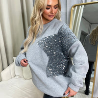 Sequin Detailed Oversized Knitted Jumper