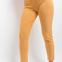 Elastic Waist Button Detail Leggings