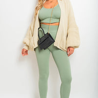 Knitted Balloon Sleeve Cardigan