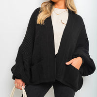 Knitted Balloon Sleeve Cardigan