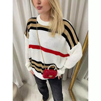 Oversized Striped Long Sleeve Knitted Jumper