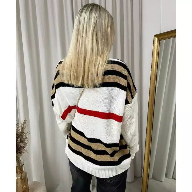 Oversized Striped Long Sleeve Knitted Jumper