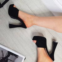 Platform Mules in Mocha with Faux Suede Finish
