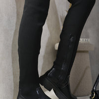 Knitted Platform Over The Knee Chunky Boots
