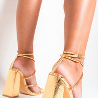 Multi Strappy Lace Up Heeled Sandals