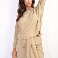 Shimmer Top in Silver with Side Tie