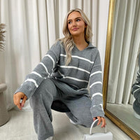 Loose Striped Knitted Top and Trouser Co-ord Set