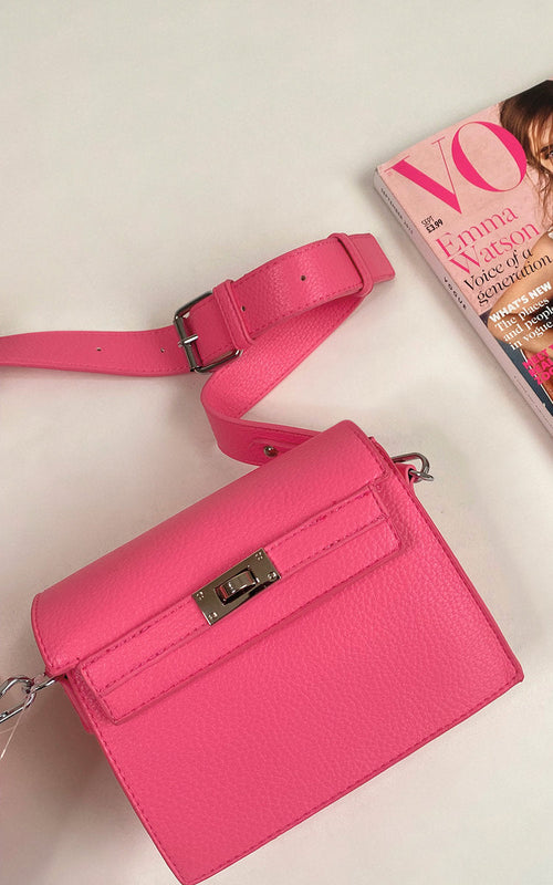 Crossbody Bag in Fuchsia with Adjustable Strap