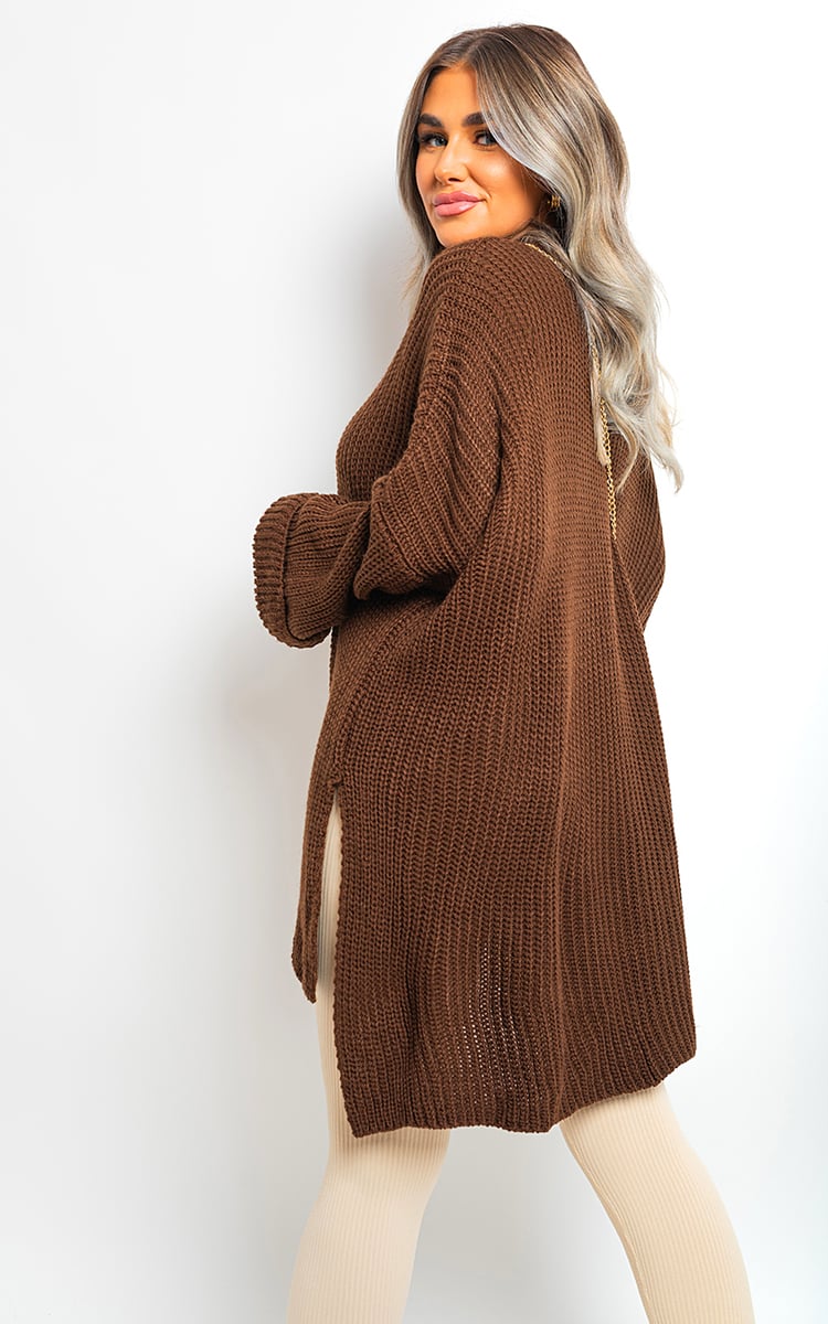 Oversized Jumper in Orange with High Neck and Side Splits