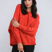 Knitted Jumper in Avocado Green with Patterned Back