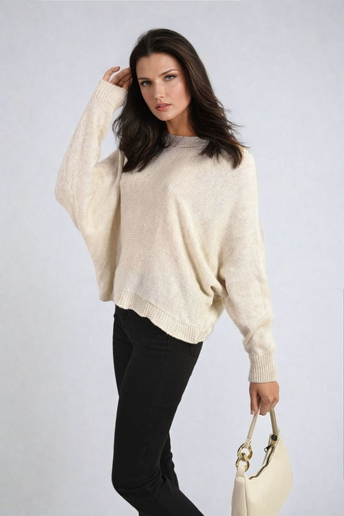 Knitted Jumper in Avocado Green with Patterned Back