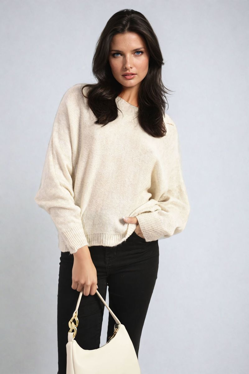 Knitted Jumper in Avocado Green with Patterned Back