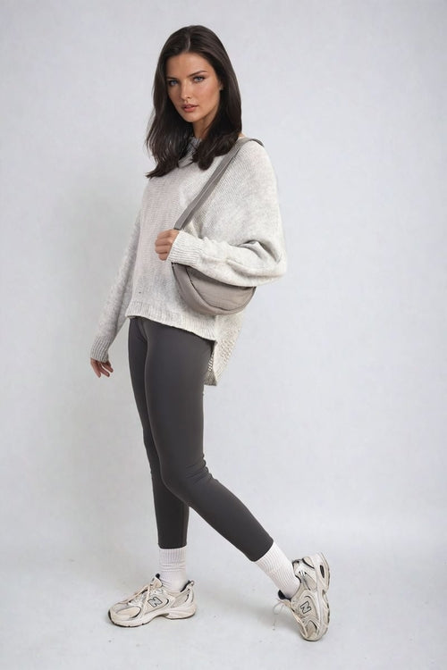Knitted Jumper in Avocado Green with Patterned Back