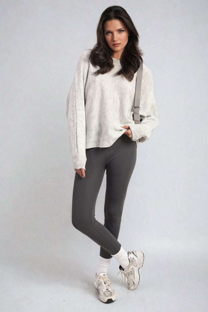 Knitted Jumper in Avocado Green with Patterned Back
