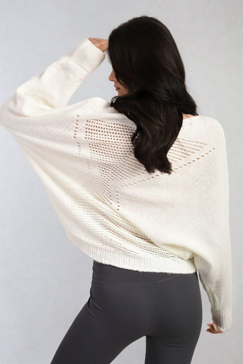 Knitted Jumper in Avocado Green with Patterned Back