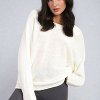 Knitted Jumper in Avocado Green with Patterned Back