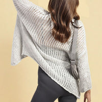 Chunky Knit Cardigan in White with Open Front and Long Sleeves